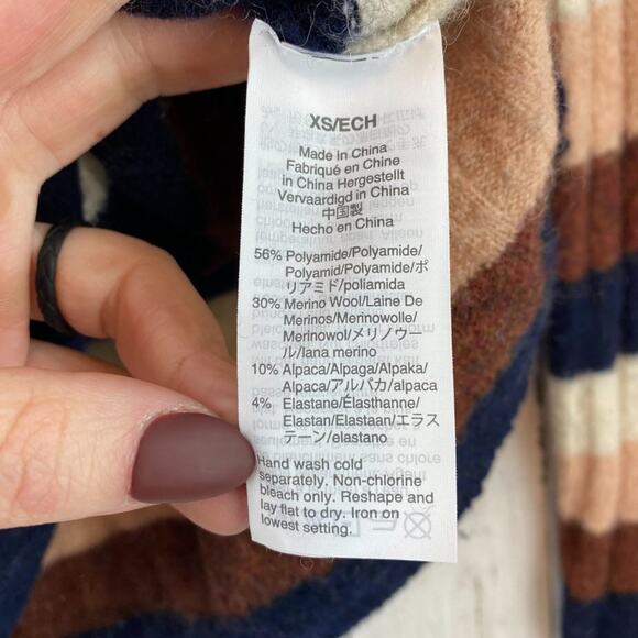 Madewell Wool & Alpaca Striped Evercrest Turtleneck Sweater Coziest Yarn Size XS - Picture 11 of 12